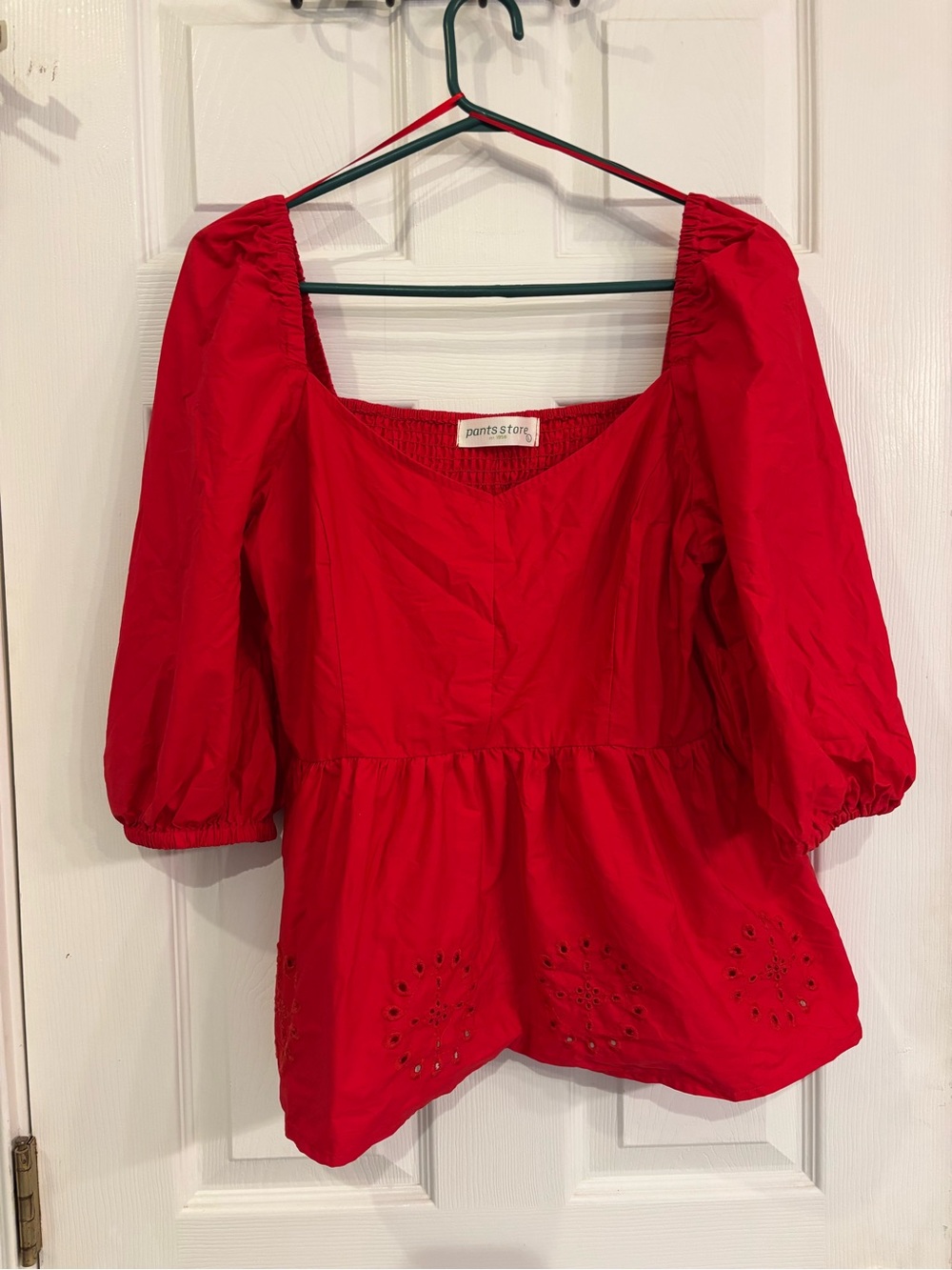 The Pants Store Puff-Sleeve Peplum Top